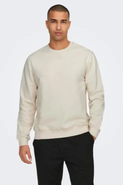 Sweatshirt de gola redonda redonda de corte regular fit com pequena estampa frontal