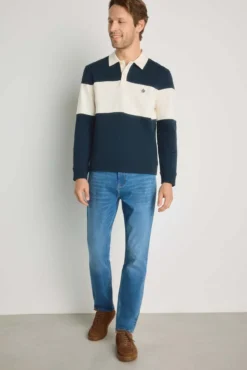 Sweatshirt gola camiseira às riscas