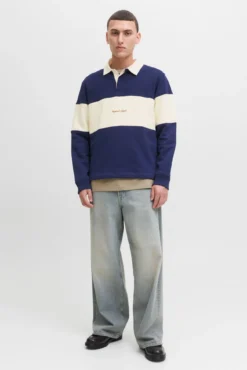 Sweatshirt polo com listras