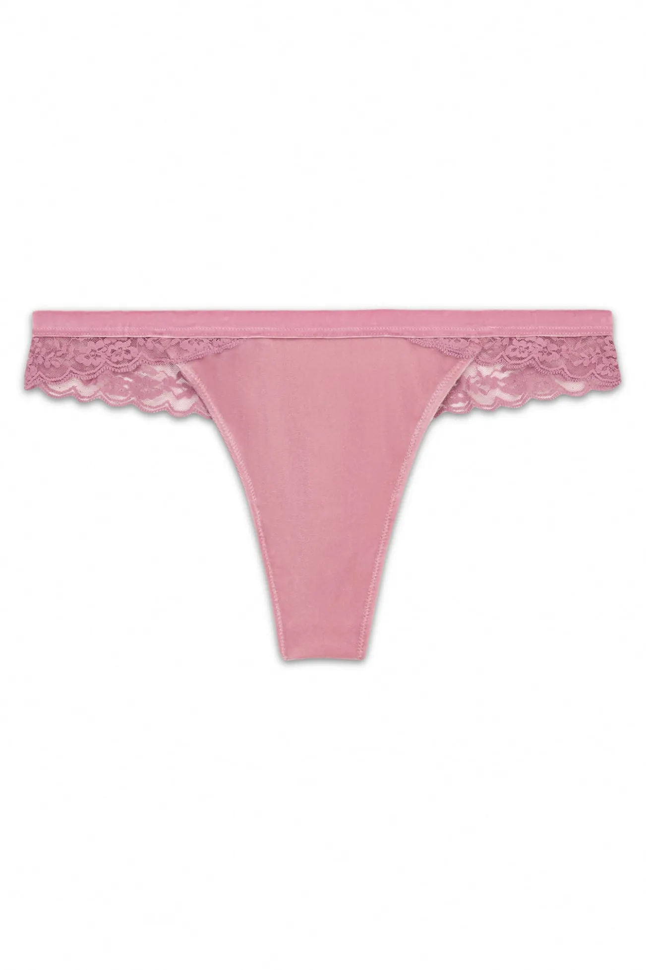 Tanga de renda rosa e veludo