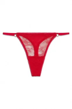 Tanga de tiras em renda vermelha