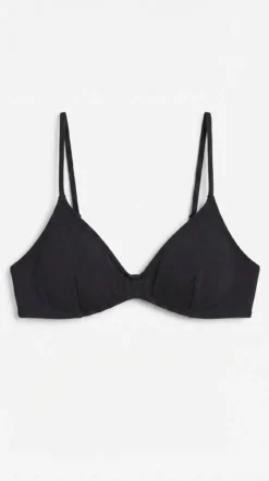 Top biquíni decote em V liso preto
