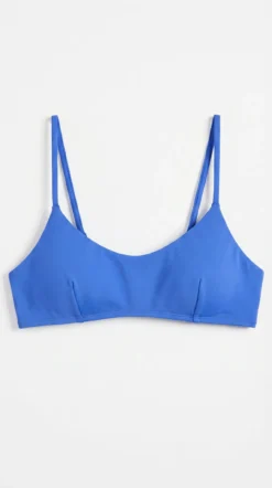 Top biquíni decote reto liso azul