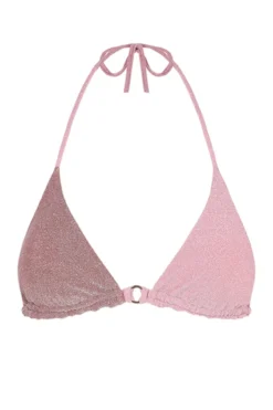 Top biquíni triangular rosa brilhante