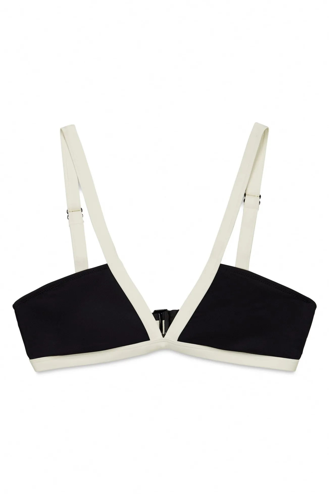 Top biquíni triangular semibrilhante preto