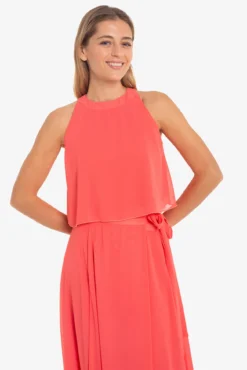 Top curto de chiffon