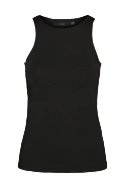 Top de alças de mulher com decote redondo