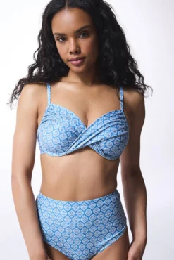 Top de biquíni azul com aro