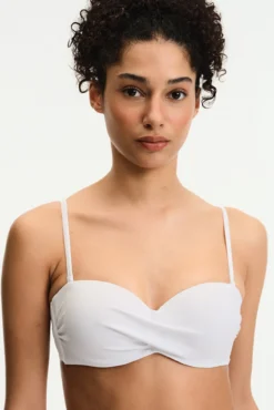 Top de biquíni bandeau efeito cruzado