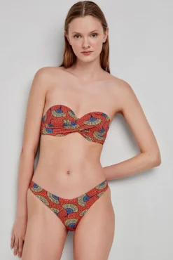 Top de biquíni cai-cai com estampado tribal
