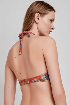 Top de biquíni cai-cai com estampado tribal
