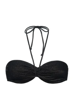 Top de biquíni cai-cai de lurex preto
