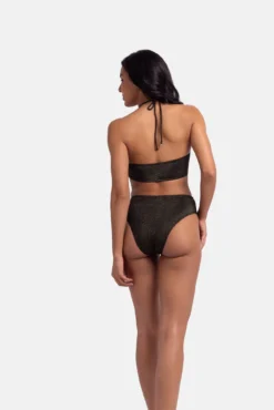 Top de biquíni cai-cai de lurex preto