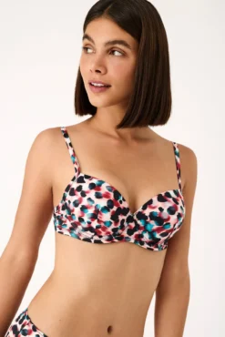 Top de biquíni com aros estampado animal