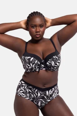 Top de biquíni estampado preto