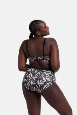 Top de biquíni estampado preto