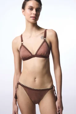 Top de biquíni triangular camelo