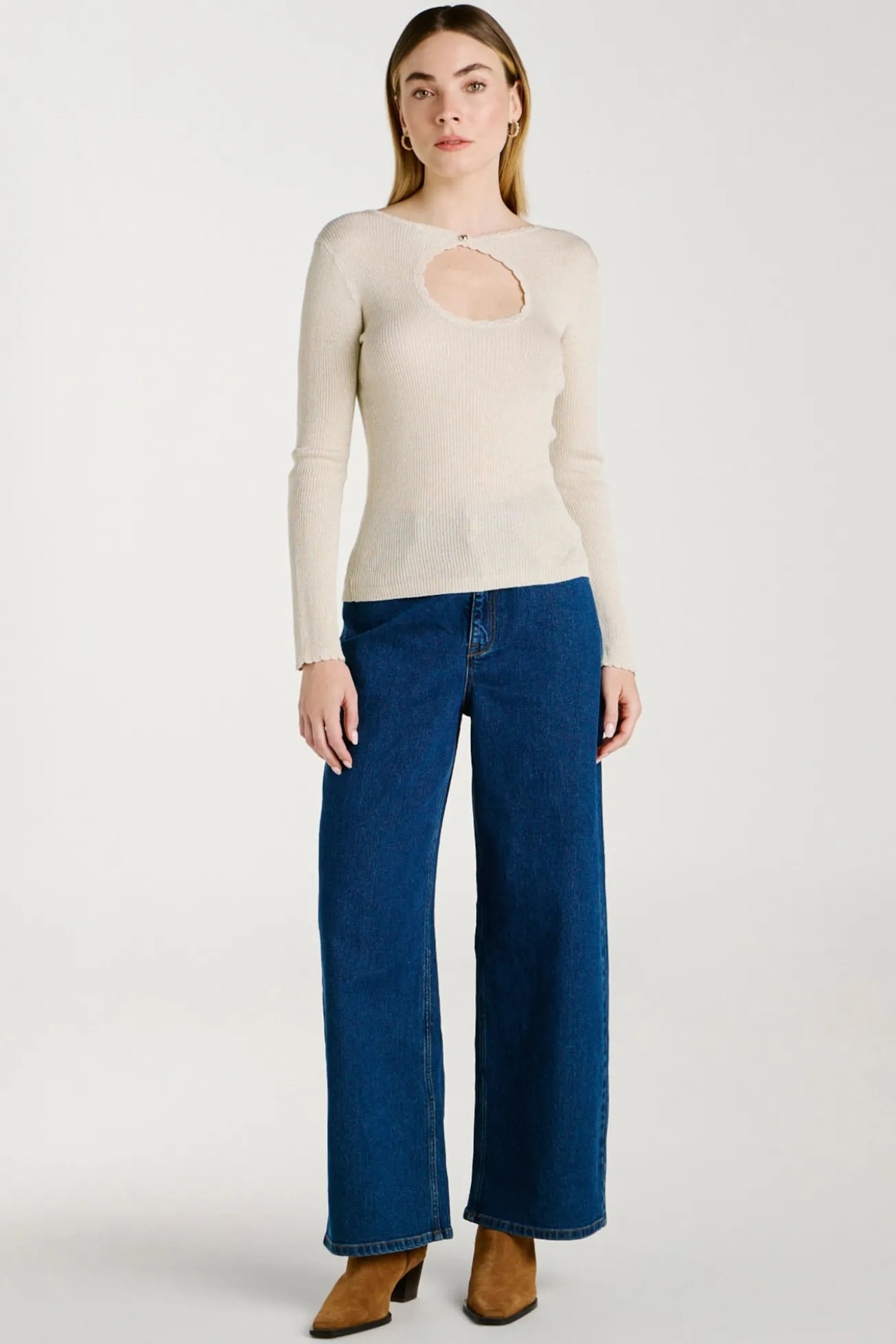 Top de malha reversível com lurex