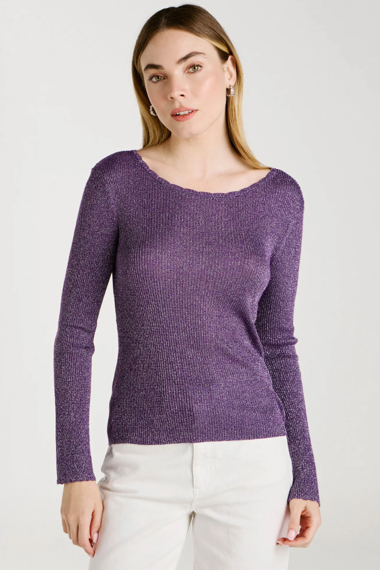 Top de malha reversível com lurex