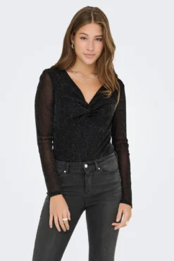 Top de manga comprida com glitter