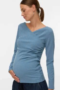 Top de maternity e amamentação de manga comprida