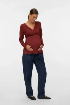 Top de maternity e amamentação de manga comprida