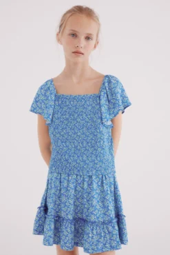 Top estampado com babados para menina