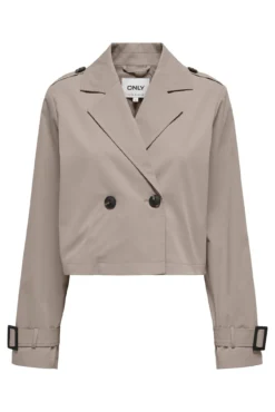 Trench coat curto com botões frontais