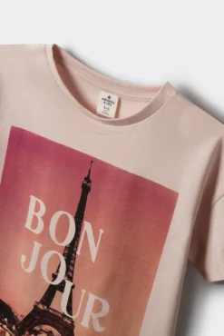T-shirt Bonjour para menina
