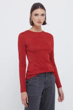 T-shirt com decote nas costas em lurex