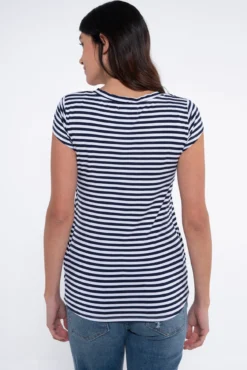 T-shirt de amamentação cruzada às riscas