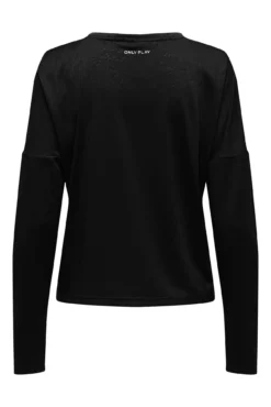 T-shirt de manga comprida com gola redonda e tecido com efeito água.