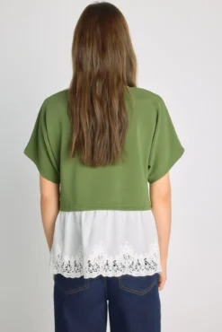 T-shirt de manga curta com renda