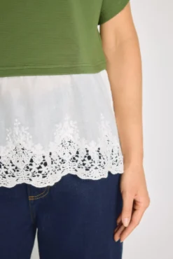 T-shirt de manga curta com renda