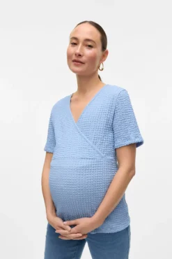 T-shirt de manga curta maternity e amamentação