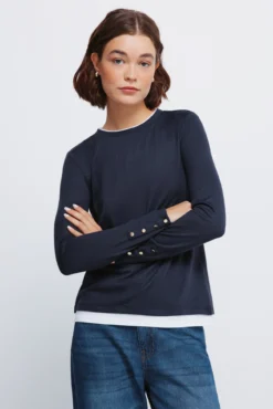 T-shirt efeito dupla peça com toque suave