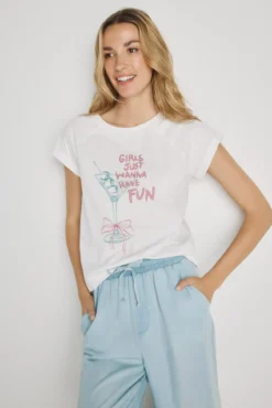 T-shirt estampada de manga curta