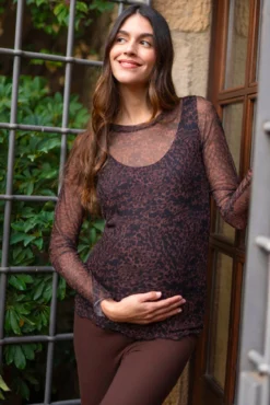 T-shirt justa de tule estampado