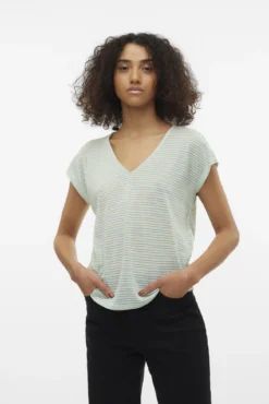 T-shirt lúrex com decote