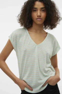 T-shirt lúrex com decote