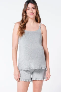 T-shirt top pijama maternity amamentação folhos