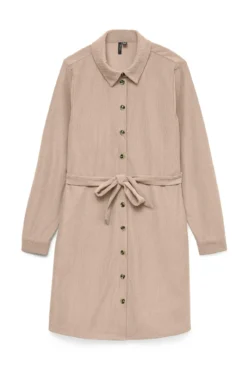 Vestido camisa de veludo cotelê