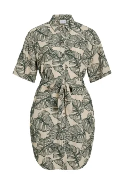 Vestido camiseiro curto com bordados