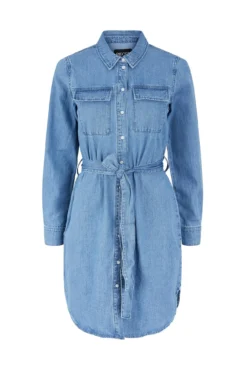 Vestido camiseiro denim midi