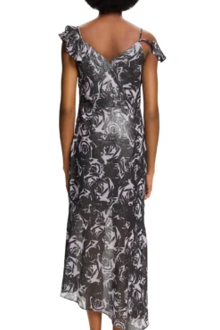 Vestido comprido assimétrico estampado floral