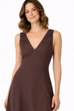 Vestido comprido de alças em algodão
