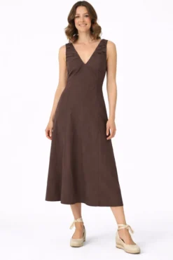 Vestido comprido de alças em algodão