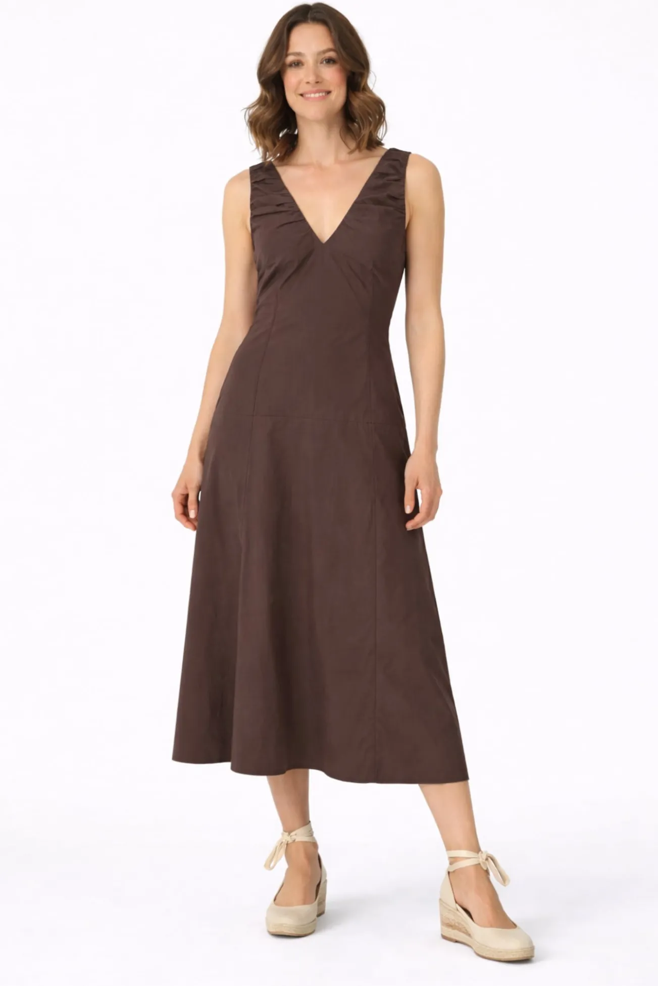 Vestido comprido de alças em algodão