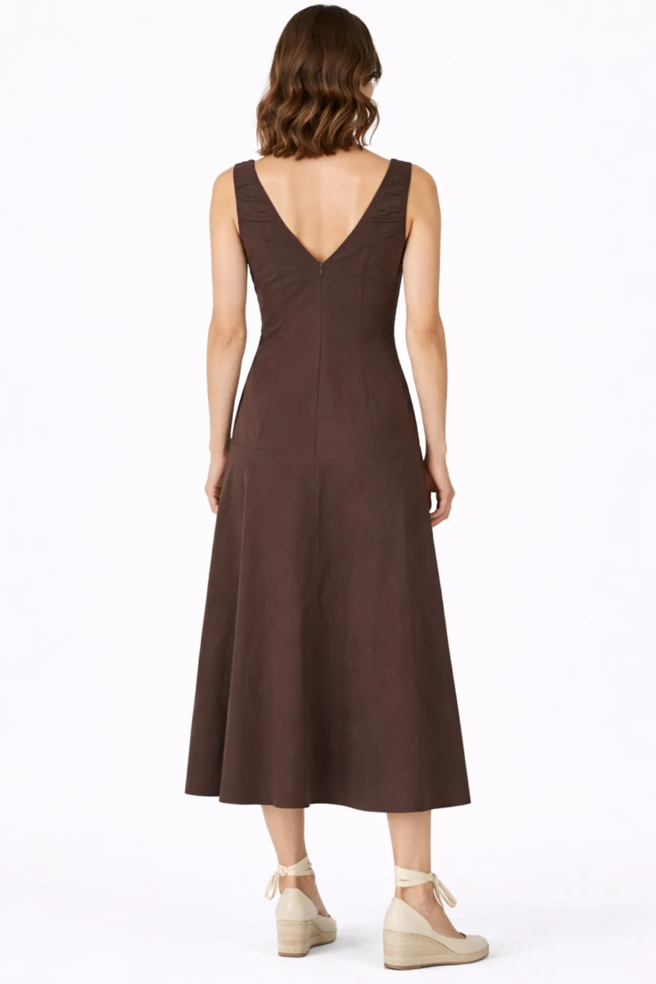 Vestido comprido de alças em algodão