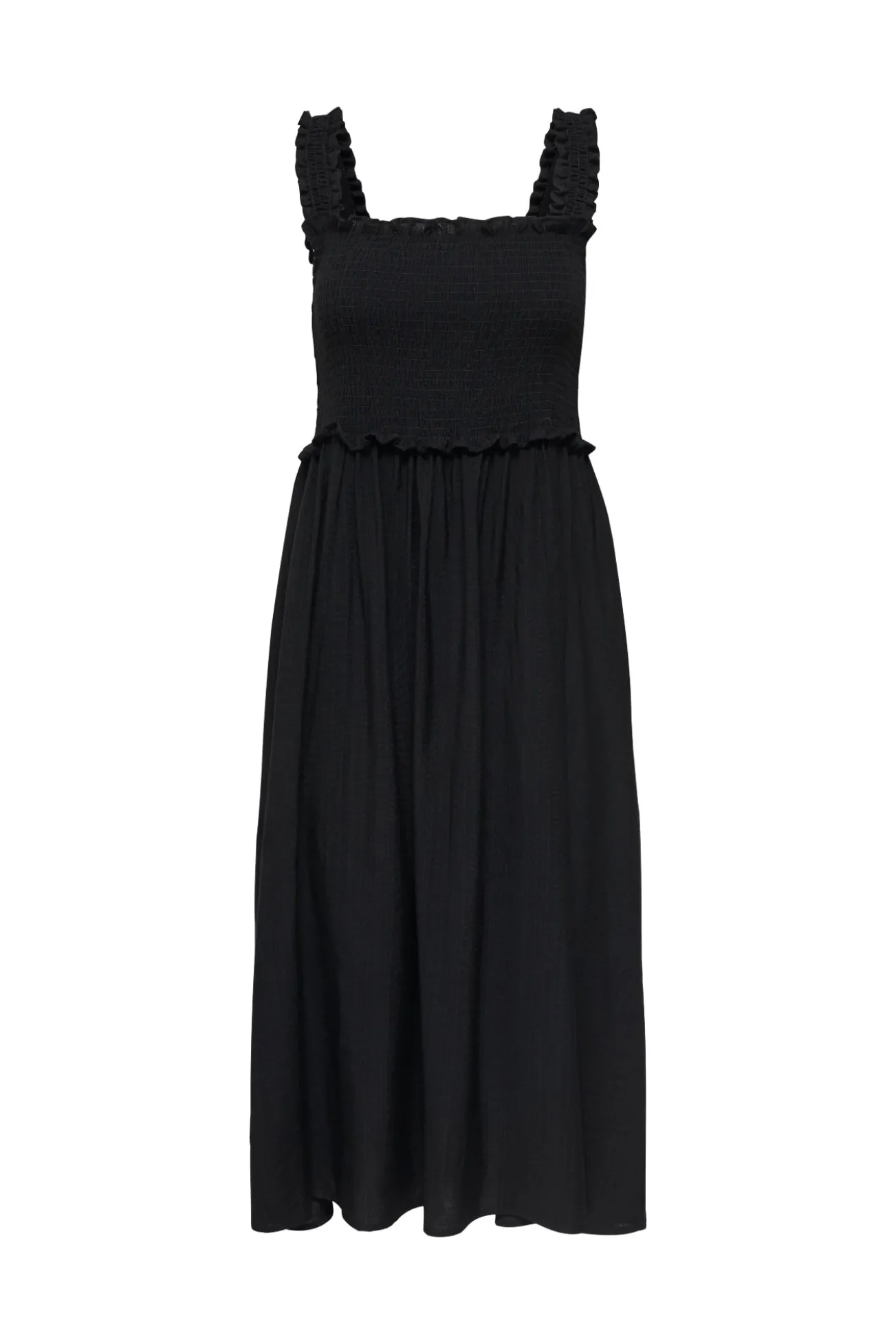 Vestido comprido em tecido favo de mel